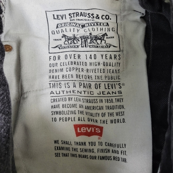 Levi's 521 Vtg 90s Tapered High Waist Rigid Denim Jeans 8 Short Black 26x28 - Picture 6 of 13